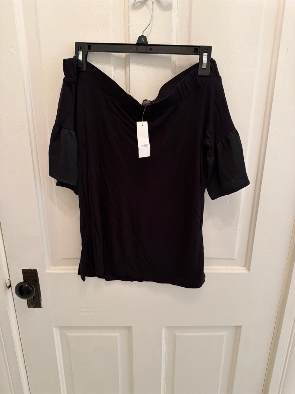 LOFT Blouse Womens Medium Off The Shoulder Black NWT